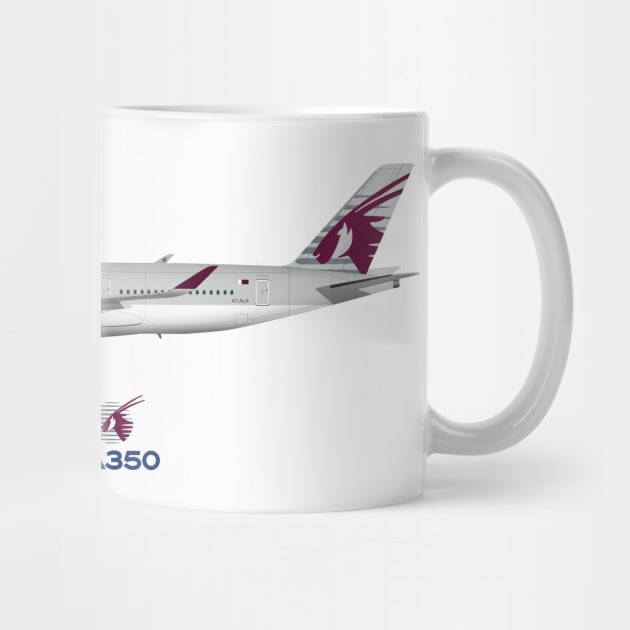 Illustration of Qatar Airbus A350 by SteveHClark